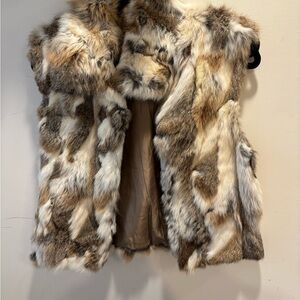 Genuine Fur Vest in Tan and Cream